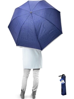 Normadia Modern Çizgi Desenli Yarasa Model 8 Telli Rüzgara Dayanıklı Şemsiye