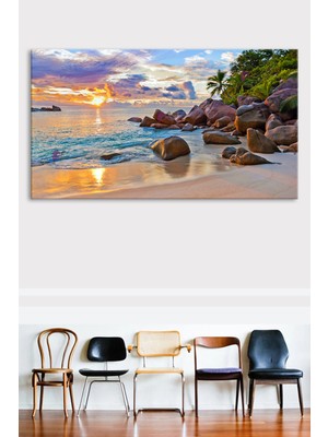 Morfil Sanat Atölyesi Muhteşem Gün Batımı Deniz Sahil Manzara Doğa Kanvas Tablo (6 Farrklı Ölçü)