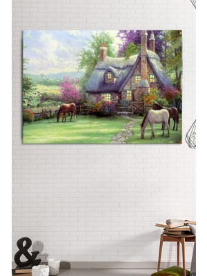 Morfil Sanat Atölyesi Köy Yaşam Çiftlik Doğa Manzara Kanvastablo (7 Farklı Ölçü)
