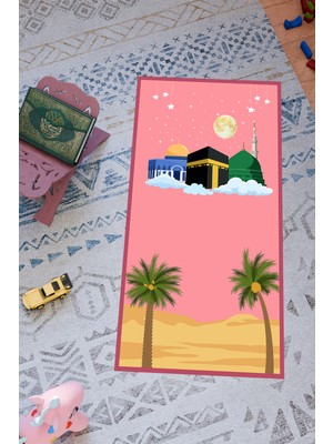 Charmbi Çocuklar Için Özel Tasarım Seccade – Kaymaz Taban & Renkli Desenler Dijital Baskı