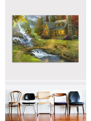 Morfil Sanat Atölyesi Köy Yaşam Doğa Nehir Doğa Manzara Kanvastablo (7 Farklı Ölçü)