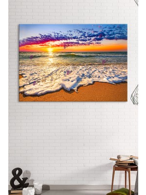 Morfil Sanat Atölyesi Kumsal Deniz Gün Batımı Manzara Modern Kanvas Tablo