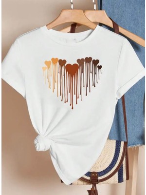 Punix Punıx Büyük Beden Özel Seri Kalbin Renkleri Baskılı %100 Pamuk Oversize Modern Battal Kadın T-Shırt