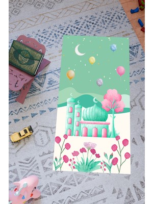 Charmbi Çocuklar Için Özel Tasarım Seccade – Kaymaz Taban & Renkli Desenler Dijital Baskı