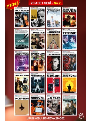 Destina Studio Destinastudio Yabancı Film, Dizi Künye Posterleri Yeni Seri No.2 - 20 Adet - 14X20CM - Pvc Kaplamalı, Yapıştırıcısı Pakete Dahildir.