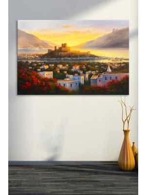 Morfil Sanat Atölyesi Bodrum Kalesi Yağlıboya Efektli Manzara Kanvas Tablo (7 Farklı Ölçü)