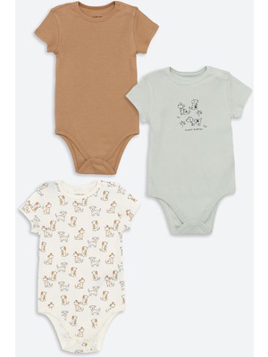 Lc Waikiki Yeni Sezon Bisiklet Yaka Erkek Bebek Çıtçıtlı Bodysuit 3'lü