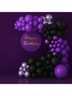 Balonsan Balon Seti 90 Adet ( Siyah-Lila-Krom Mor-Krom Gümüş )