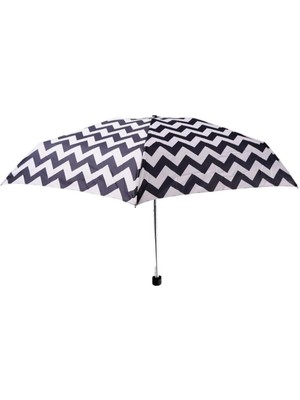 Normadia Şık Siyah Beyaz Zikzaklı Mini Manuel Eşsiz Şemsiye