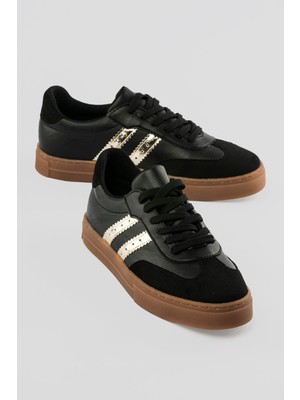 Mubiano Kadın Sneaker Bağcıklı Spor Ayakkabı Leron Siyah
