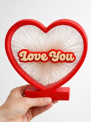 Love You Seni Seviyorum 3D Kalpli Dekoratif LED Işıklı Masa & Gece Lambası – 15X15 cm
