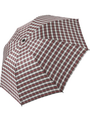 Normadia Kare Desenli Kırmızı Siyah Beyaz Açılır Yağmura Dayanıklı Şemsiye