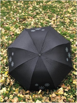 Normadia Siyah Kadın Şemsiye, Desenli, Rüzgara Dayanıklı ve Şık Tasarım