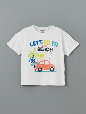 Lc Waikiki Yeni Sezon Bisiklet Yaka Baskılı Erkek Çocuk Tişört