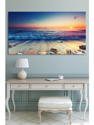 Morfil Sanat Atölyesi Gün Batımı Deniz Sahil Manzara Doğa Huzur Kanvas Tablo (6 Farrklı Ölçü)