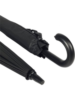 Normadia Şık Siyah Desenli Baston, Fiber Tel ve Hakiki Deri Sap ile Premium Kalite