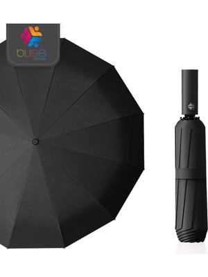 Normadia Siyah Çerçeveli Tam Otomatik 12 Telli Şemsiye, Şık ve Kullanışlı