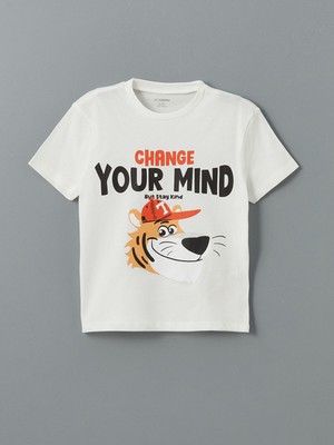 Lc Waikiki Yeni Sezon Bisiklet Yaka Baskılı Erkek Çocuk Tişört