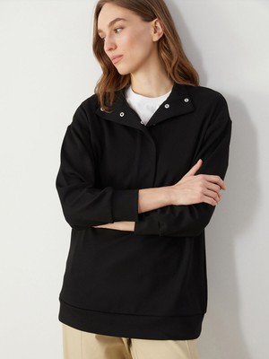 Lc Waikiki Yeni Sezon Dik Yaka Düz Oversize Kadın Sweatshirt Tunik