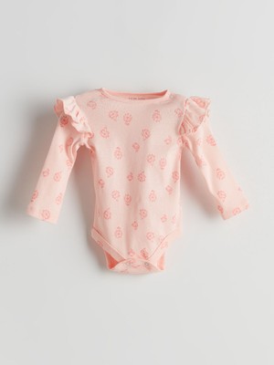 Lc Waikiki Yeni Sezon Bisiklet Yaka Çiçekli Kız Bebek Çıtçıtlı Bodysuit