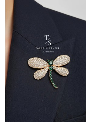 Tasarım Sentezi Broş Metal Rozet Taşlı Yeşil Yusufcuk Yaka Kıyafet Şapka Takı Aksesuar