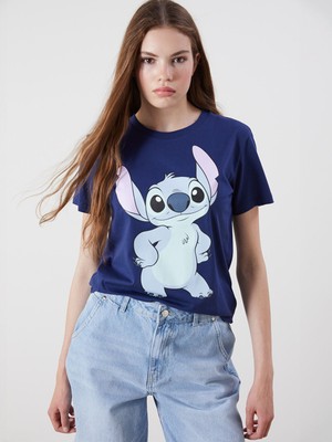 Lc Waikiki Yeni Sezon Bisiklet Yaka Stitch Baskılı Kadın Tişört