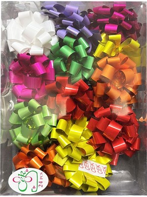 Muka Renkli Hediye Paketi Süsü Fiyonk 8 cm 24 Adet