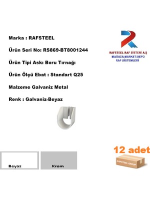Rafsteel Boru Askı Tırnağı RS869-BT8001244