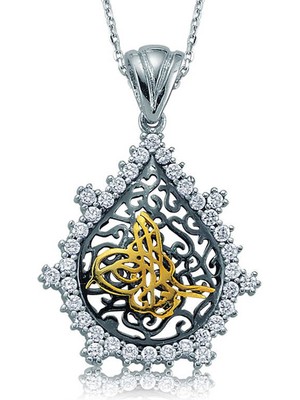 Noip 925 Ayar Gümüş Taşlı Tuğra Kadın Gümüş Kolye PT2610248 (944)