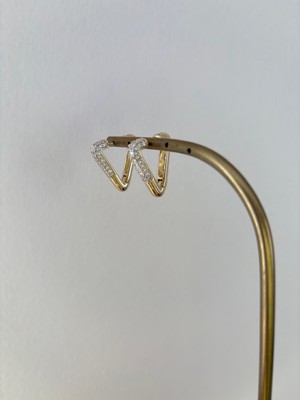 Marsel Özel Seri Üçgen Model Zirkon Taşlı Xp Gold Küpe