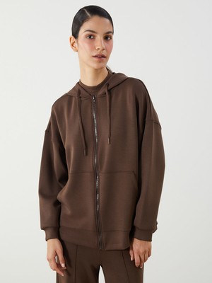 Lc Waikiki Yeni Sezon Oversize Modal Karışımlı Kadın Fermuarlı Sweatshirt