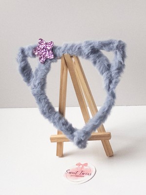 Sweet Twins Accessories Kedi Kulaklı Çocuk Taç Simli Yıldızlı Peluş Çocuk Tacı