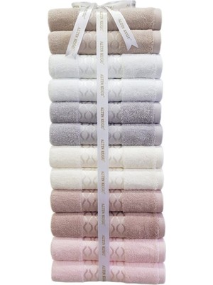 Özdilek Elissa Havlu 12 Adet - Bej - Gri - Taş - Pudra - Beyaz - Krem