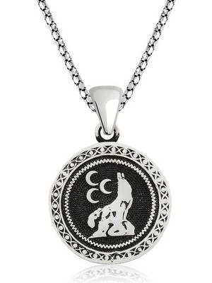 Noip 925 Ayar Gümüş Üç Hilal Kurt Gümüş Kolye T4723 (944)