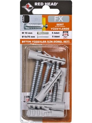 Torex Beton Yüzeyler Için Dübel Seti Fx 6X70 mm M10, 1p=5 Adet