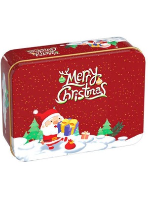 Mutlu Adım 1 Adet 12X9X4CM Yılbaşı Metal Kutu Dikdörtgen Kırmızı