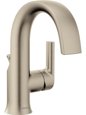 Moen Doux Fırçalanmış Nikel Tek Kolu Yüksek Ark Laminer Akış Banyo Bataryası, Modern Banyo Lavabo Ba