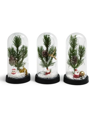 Pusat Yılbaşı Temalı Işıklı  Dekoratif Cam Fanus ALK5074 - Lisinya