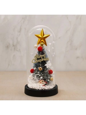 Pusat Yılbaşı Temalı Işıklı  Dekoratif Cam Fanus ALK5082 - Lisinya