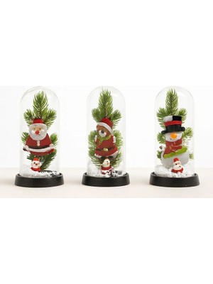 Pusat Yılbaşı Temalı Işıklı  Dekoratif Cam Fanus ALK5075 - Lisinya