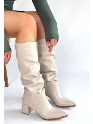 Pusat Pitay Ten Cilt Topuklu Çizme - Lisinya