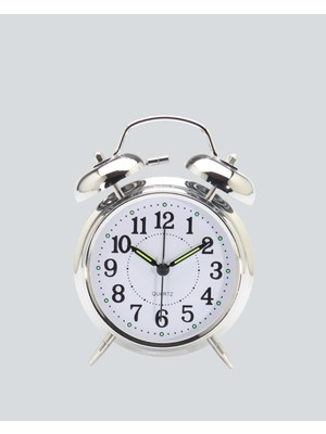 Pusat Dekoratif Gümüş Işıklı Alarmlı Masa Saati Sessiz Mekanizma - Lisinya