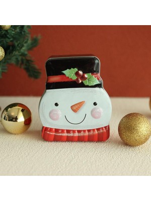 Mutlu Adım 1 Adet 10X13X5CM Metal Kutu Kardan Adam Yılbaşı