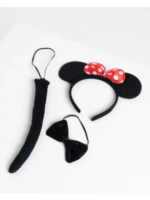 Pusat Minnie Mouse Kostüm Seti Taç Kuyruk Papyon Gösteri Seti - Lisinya