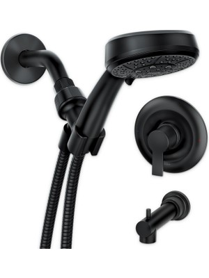 Moen 82618BL Meena El Duşlu Modern Küvet ve Duş Bataryası, Valf Dahil, 2, Mat Siyah