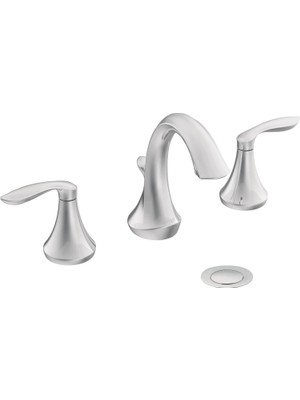 Moen T6420BN Eva Two-Handle High-Arc 8-Inch Widespread Bathroom Faucet, Valve Required, Brushed Nick
