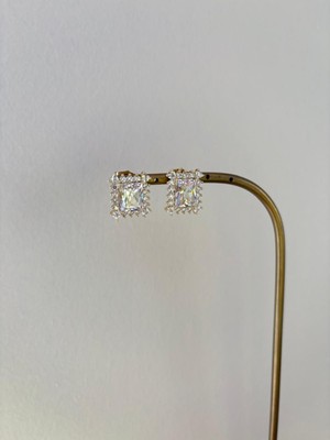 Marsel Özel Tasarım Kare Zirkon Taşlı Xp Gold Küpe