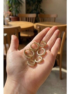 Pusat 316L Çelik Gold Renk Su Yolu Halka Küpe Seti - Lisinya