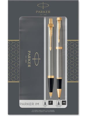 Parker Im Duo Tükenmez Roller Kalem Ikili Set Krom Gövde Altin Kaplama Klips