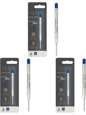 Parker 1950371 Quinkflow Tükenmez Kalem Yedeği, Orta Kalınlıkta Uç, Mavi 3lü Paket